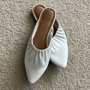 White Leather Pleated Mules NWOT